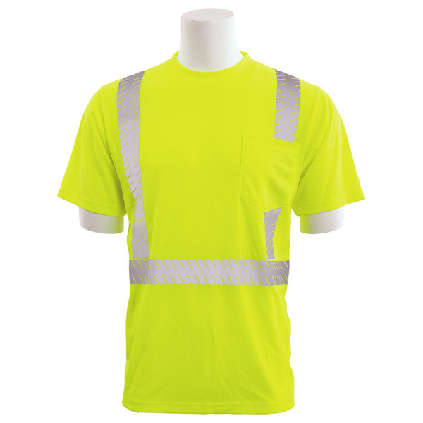 Erb Safety T-Shirt, Birdseye Mesh, Short Slv, Class 2, 9006SEG, Hi-Viz Lime, 3XL 62215